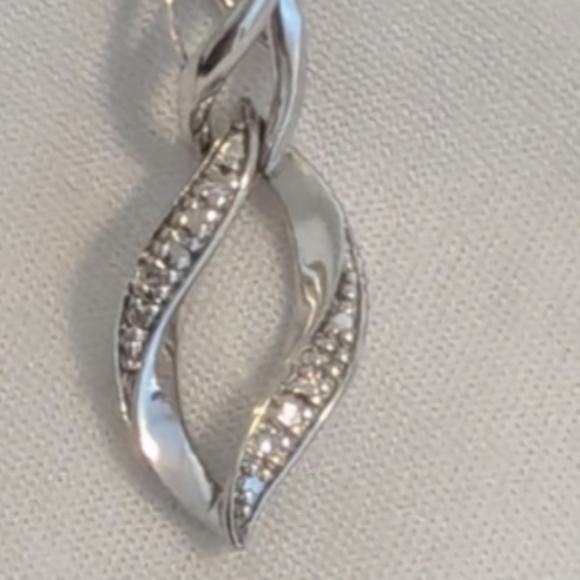 Elegant Sterling Silver Infinity Swirl Twist Genuine Diamond Necklace 925 - Picture 9 of 11